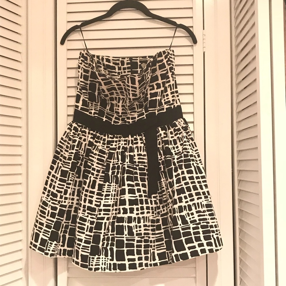Black & White Strapless Mini Dress